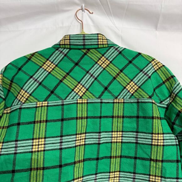 Good American Green Plaid Cropped Tartan Button Up Sz 0/XS - Picture 9 of 13